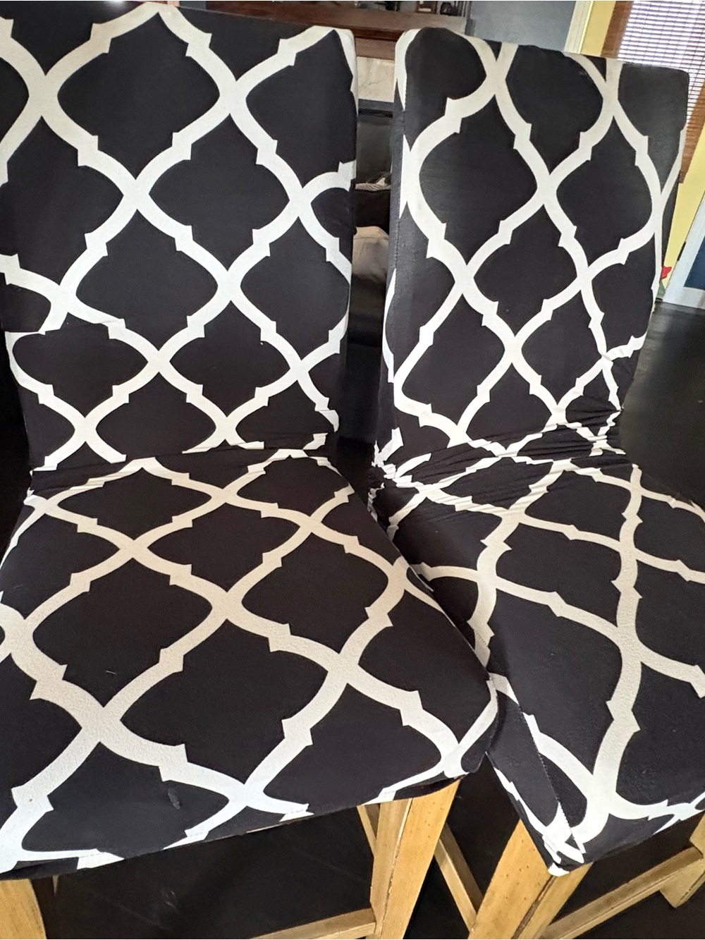 Geometric Black and White Stretch Chair Slipcovers - Set of 4